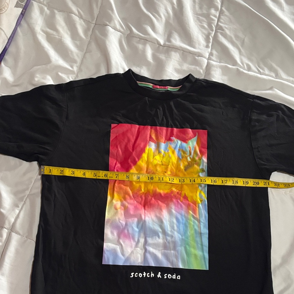 Scotch & Soda Black Tee with Vibrant Graphic